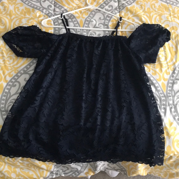 Dark Blue Spaghetti Strap / Shoulder Sleeve Blouse - Picture 2 of 2